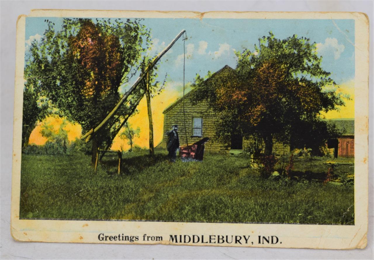 1923 Greetings From Middlebury Indiana Postcard