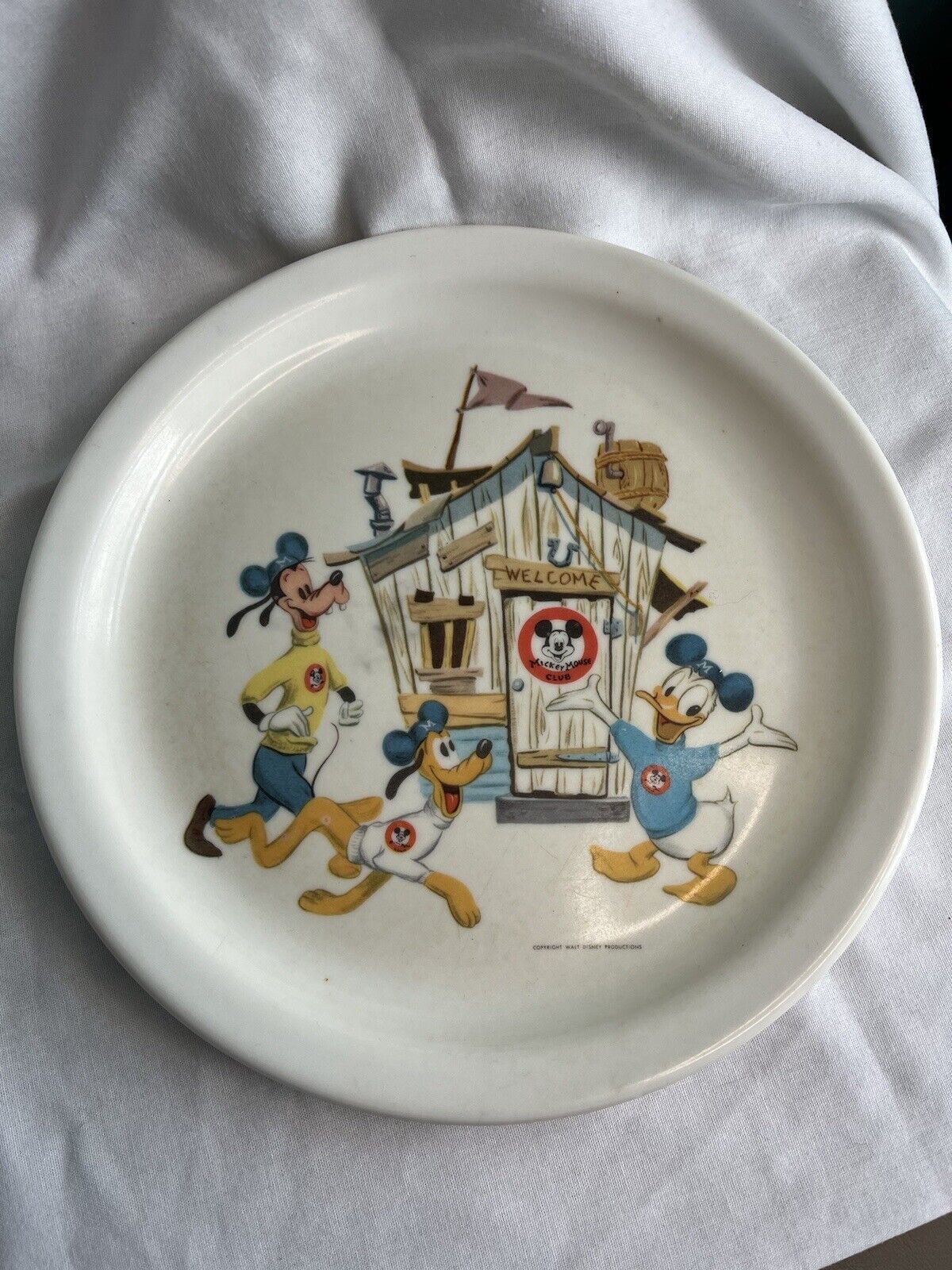 VINTAGE Walt Disney Production Mickey Mouse Club  Plate Donald Duck Goofy Pluto