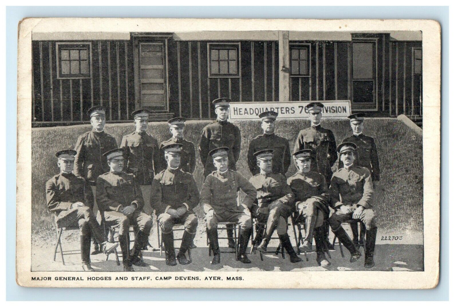 c1910's Major General Hodges And Staff Headquarters Camp Devens Ayer MA Postcard