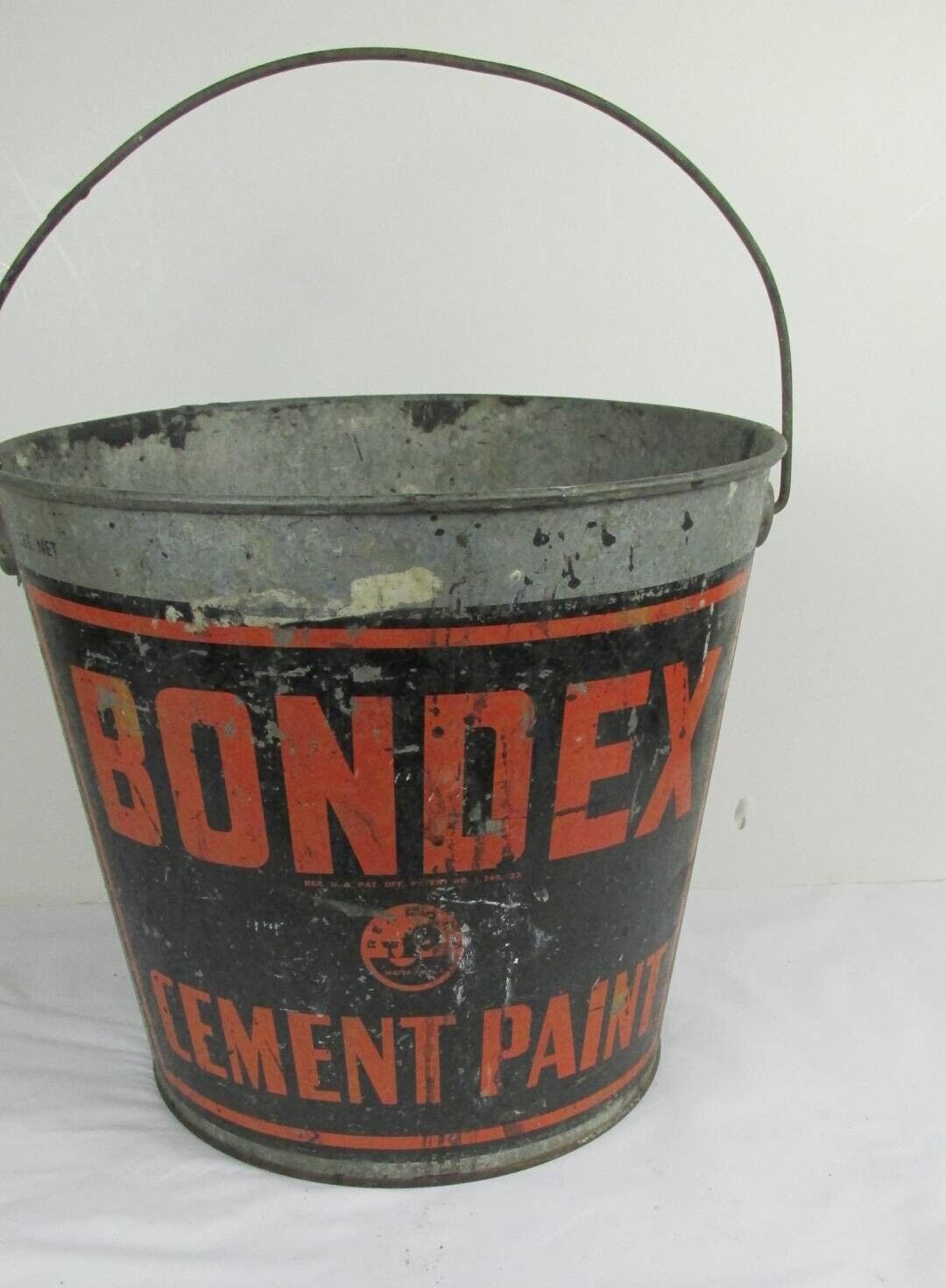 Antique Vintage Bonded Cement Paint Bucket Bondex Metal Early Advertising 27 Lb