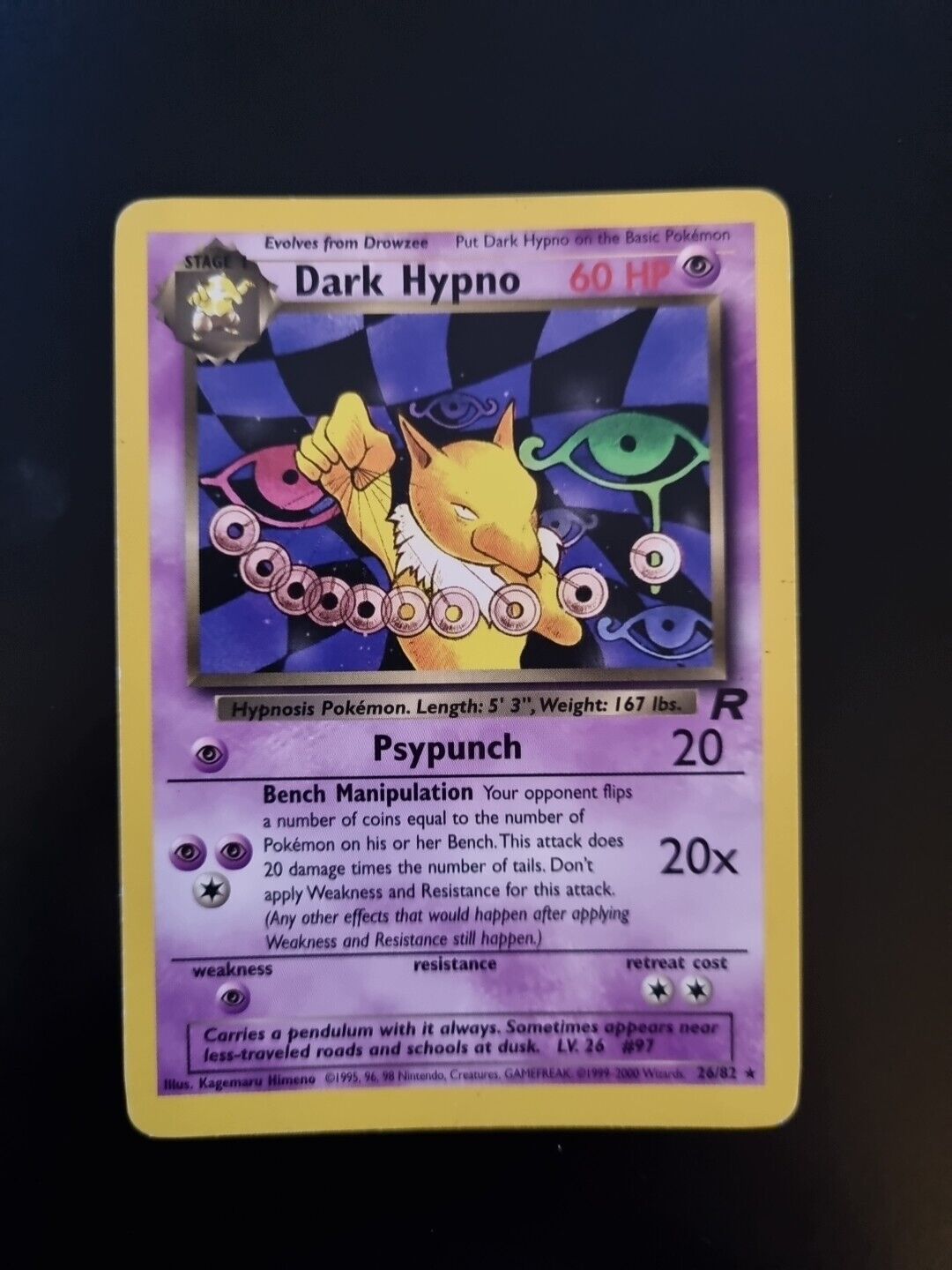 Dark Hypno (26/82) RARE Team Rocket Set Pokemon Card TCG WOTC