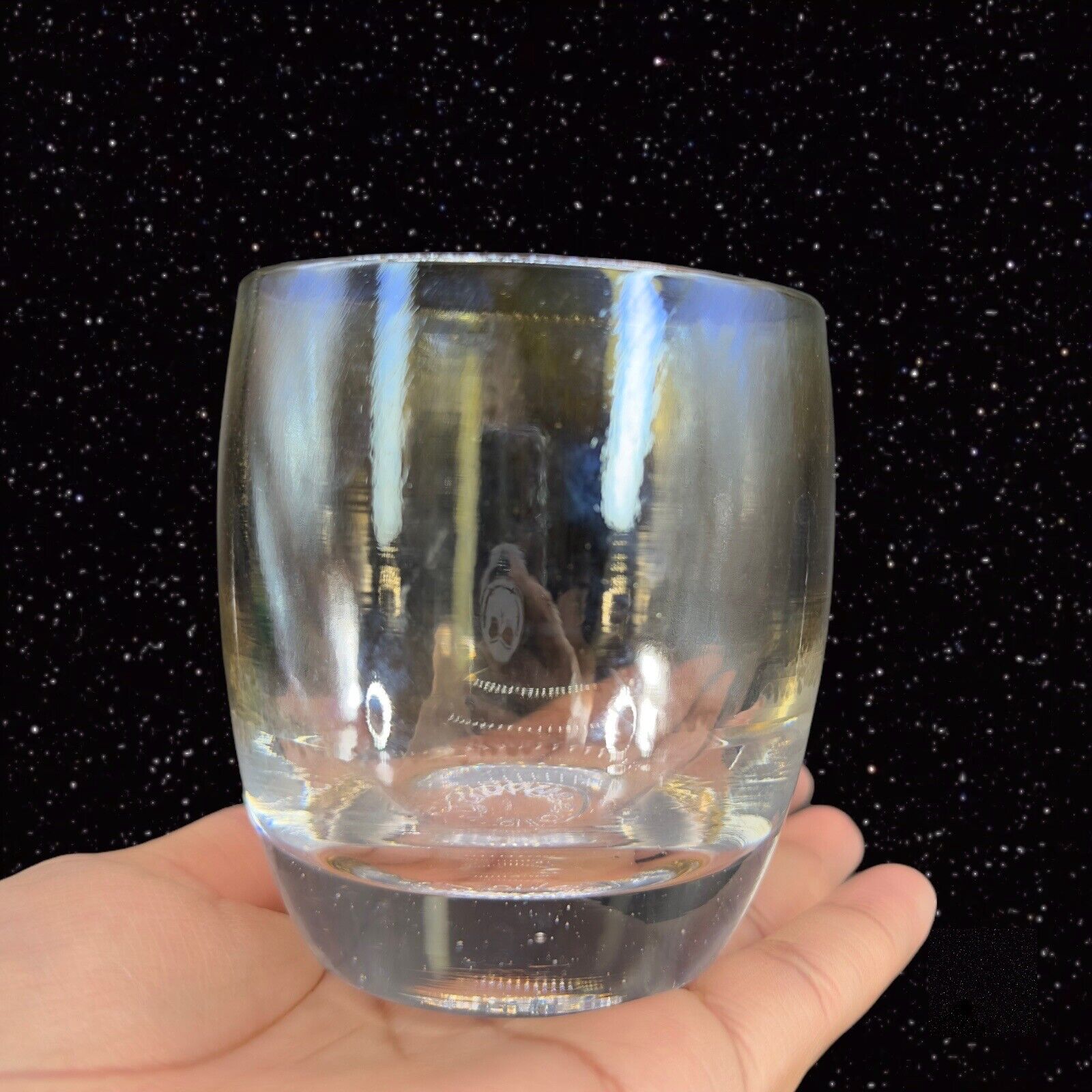 Glassybaby Pre-Trisk Candle Votive Glass Holder Silver Lining Chrome Finish