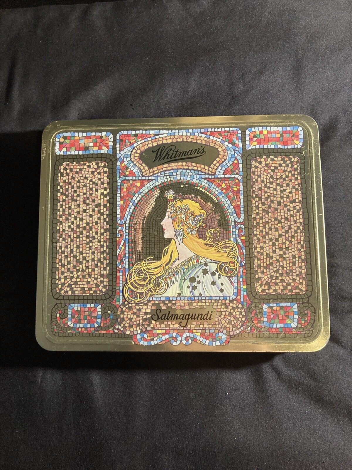 Whitmans Salmagundi Candy Metal Tin Art Nouveau Hinged Lid Collectors Edition