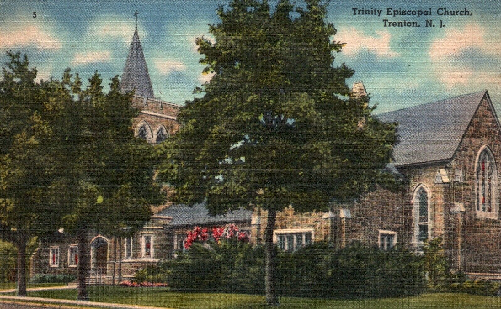 Postcard NJ Trenton Trinity Episcopal Church 1947 Linen Vintage PC a7048