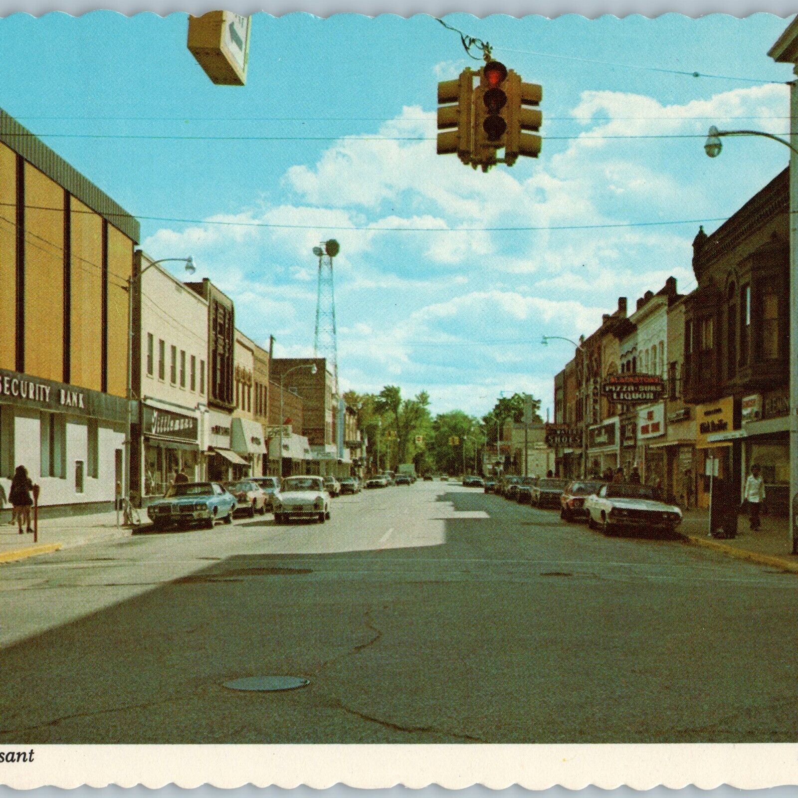 c1970s Mount Pleasant, MI Downtown Large Chrome Postcard Photo John Penrod 7P