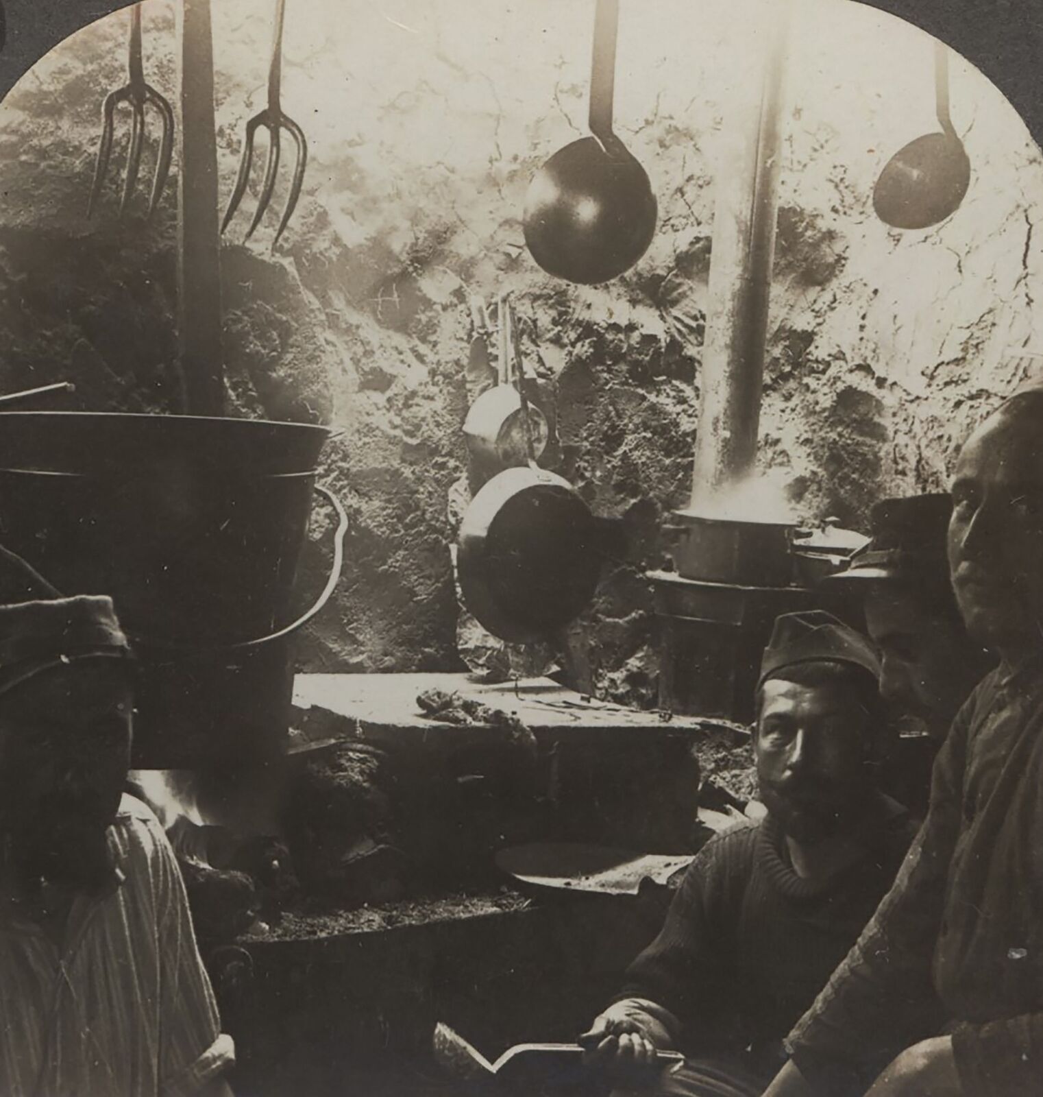 View of Underground Trench Kitchen Salonika Front WWI Keystone Stereoview c1915