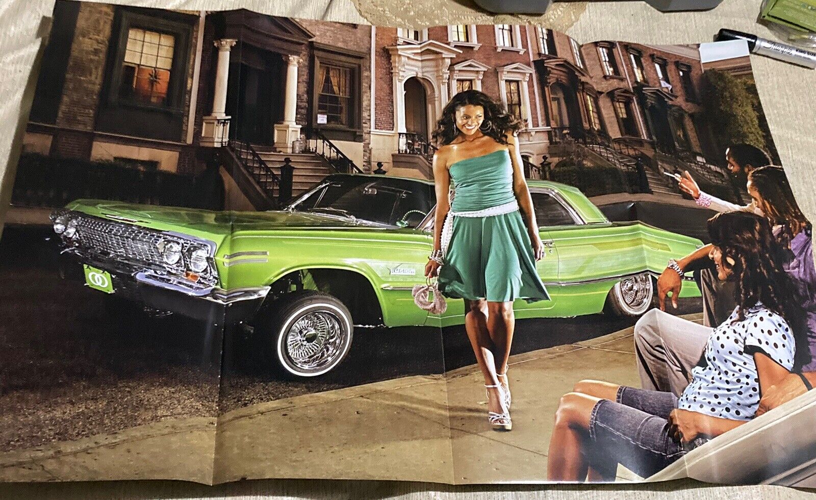 Vintage Kool Cigarettes Poster Woman Car Green Impala Lowrider Promo 2006