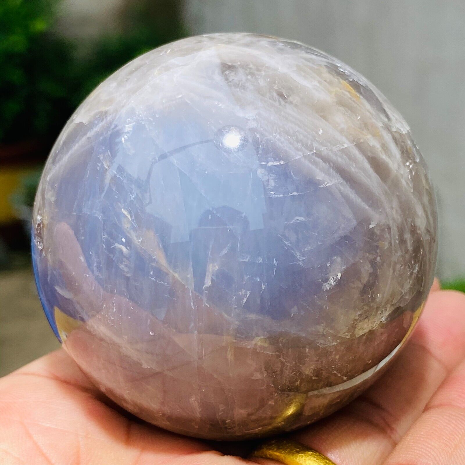 390g Rare Gorgeous Newfound Light Blue Rose Quartz Crystal Natural Sphere Ball 