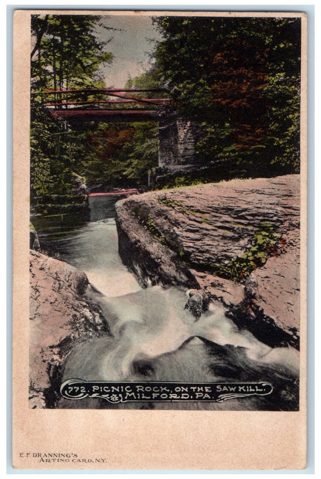 c1905 Picnic Rock On The Sawkill Milford Pennsylvania PA EF Branning\'s Postcard
