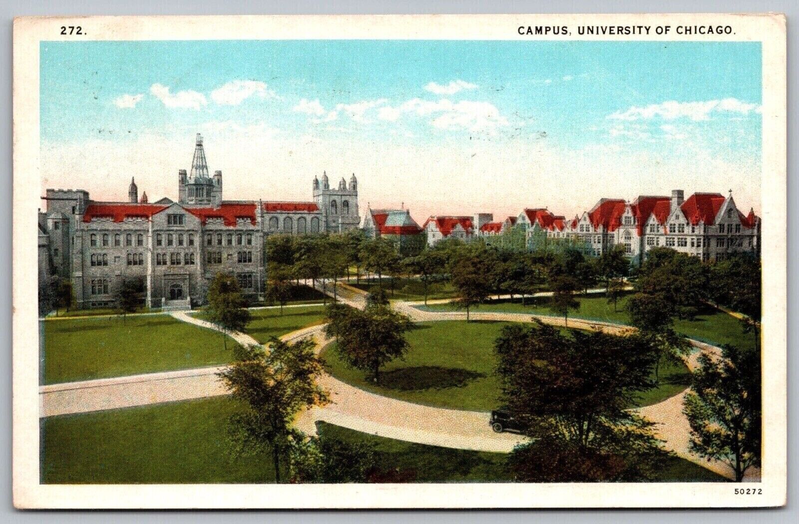 Chicago Illinois University Of Chicago Campus Aerial View WB Cancel WOB Postcard