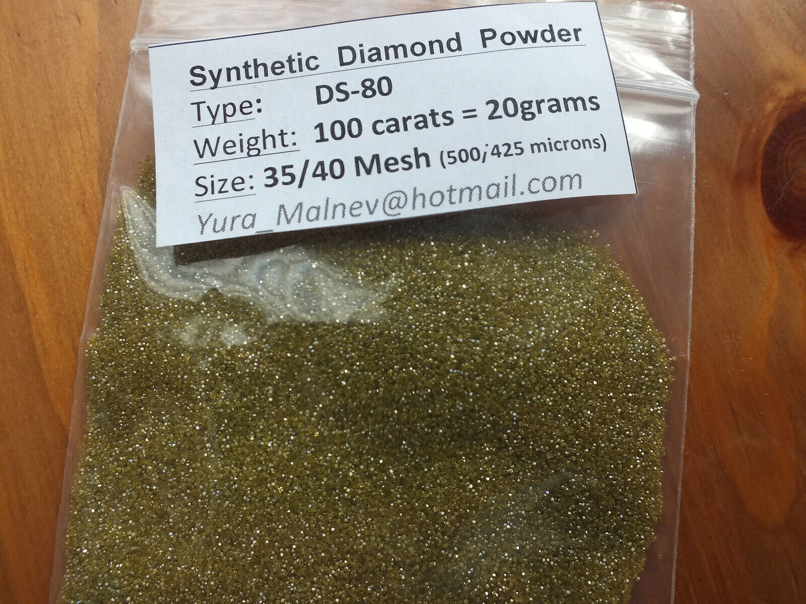 Diamond Powder 40/45 Mesh, 40 Grit, 355/425 Micron; Weight = 100 cts = 20 Grams