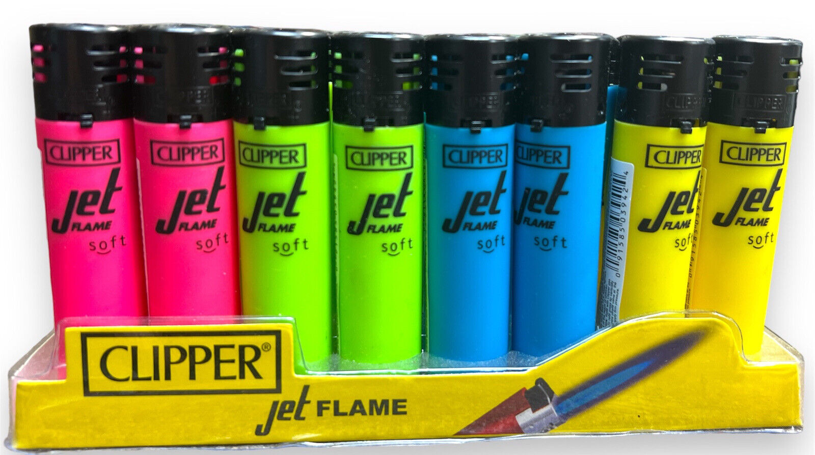 2x CLIPPER Jet Windproof Torch Refillable Lighters Plain Solid Mix Color Bundle
