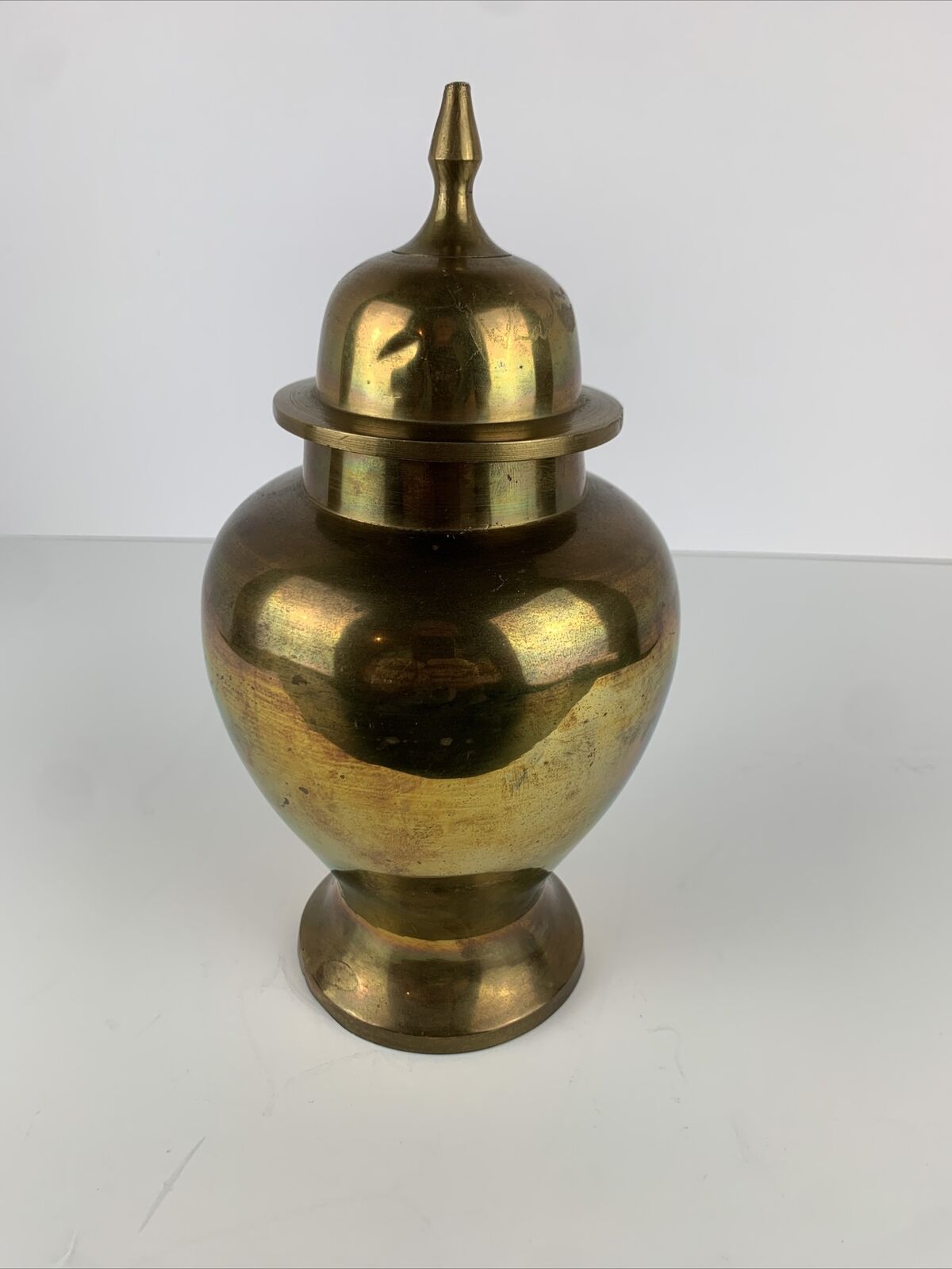 Vintage 9 inch ginger jar or urn solid brass made in India