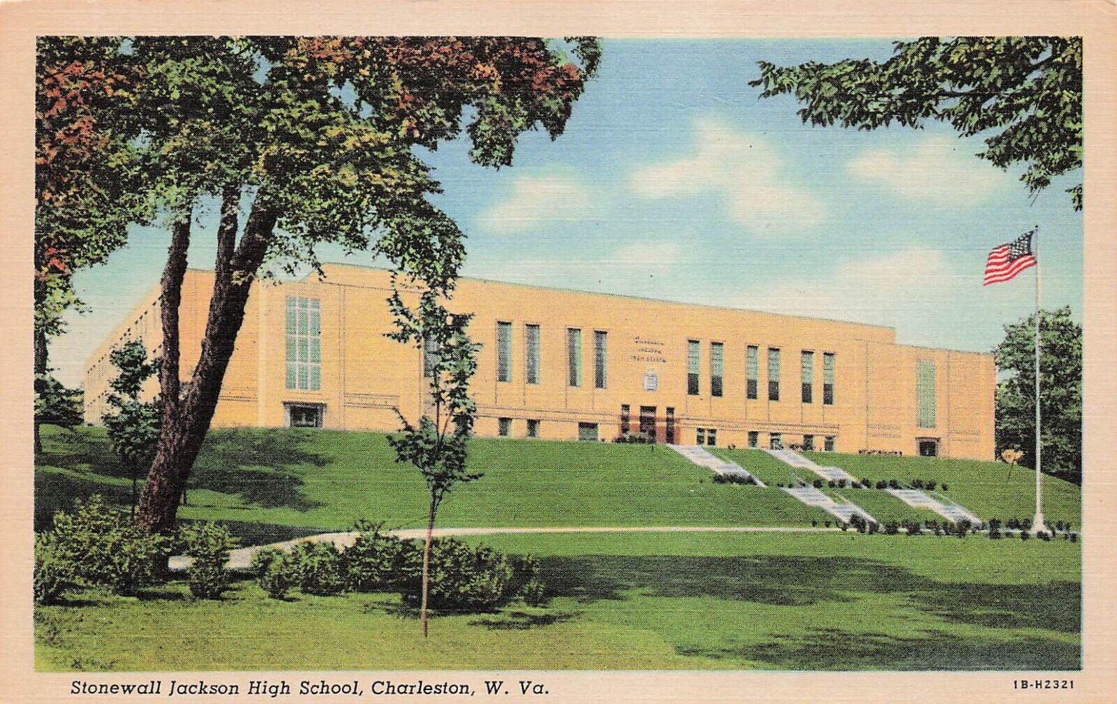 Charleston WV West Virginia West Side Stonewall Jackson High School Postcard E30