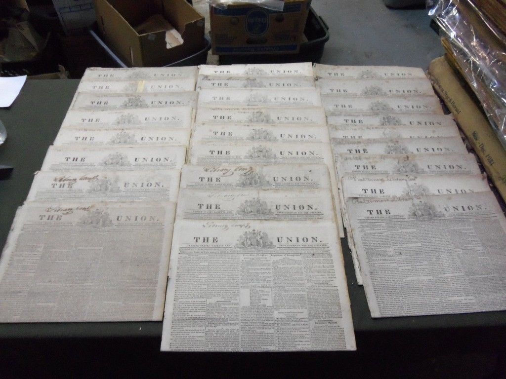 1821 THE UNION U.S. GAZETTE & TRUE AMERICAN NEWSPAPER LOT OF 27 DIFF - NP 1487