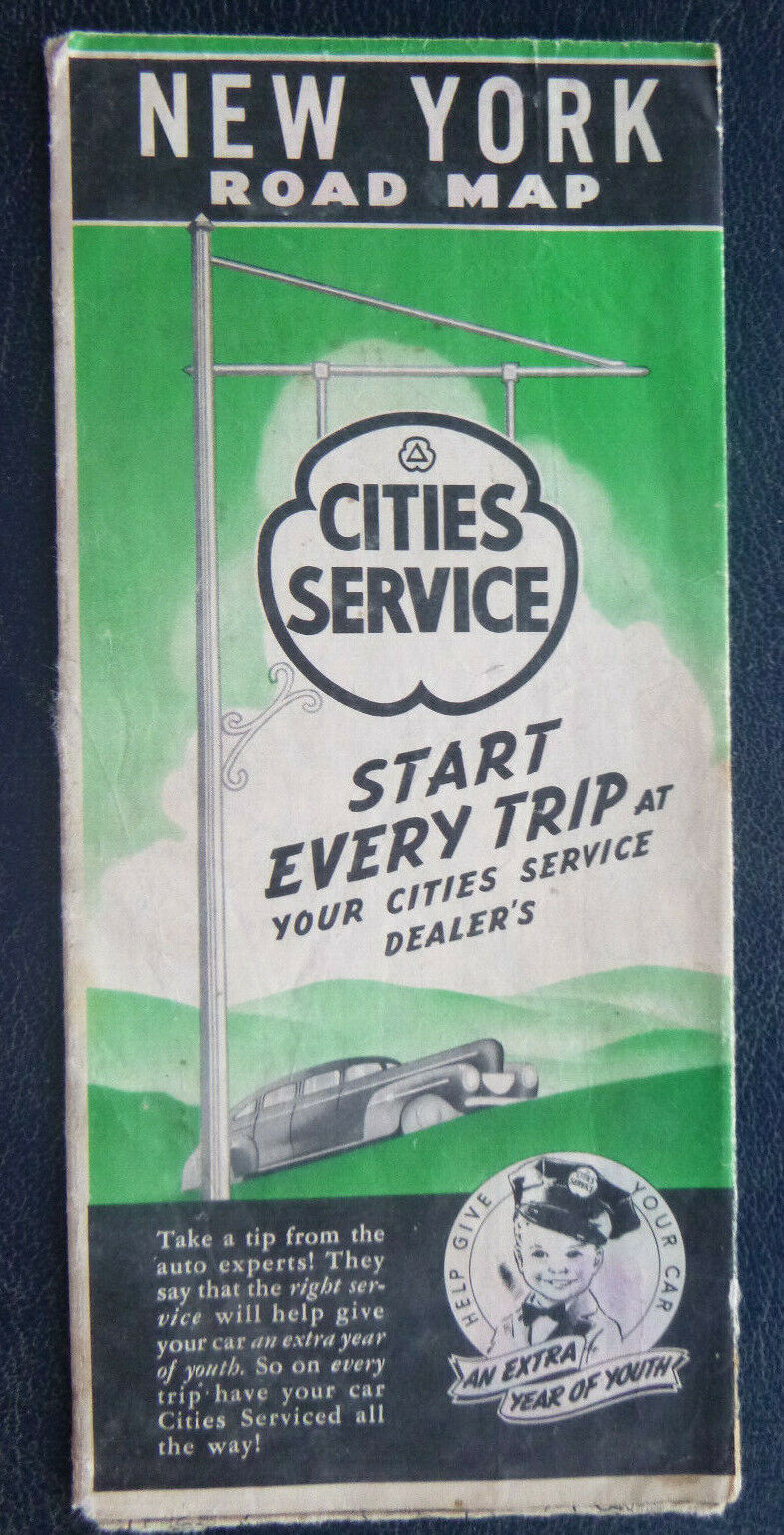 1941 New York road map Cities Service oil gas