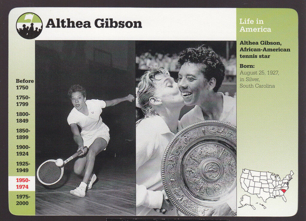 ALTHEA GIBSON Tennis Star Wimbledon 1998 GROLIER STORY OF AMERICA CARD #93-20