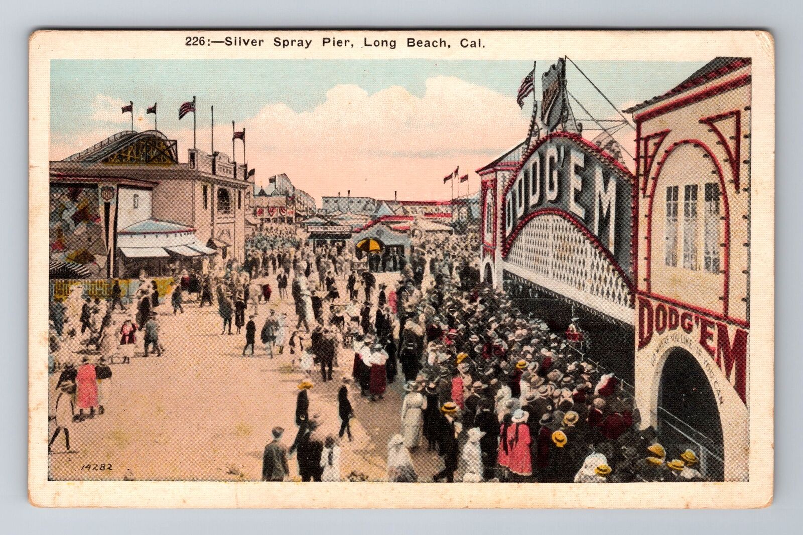Long Beach CA-California, Silver Spray Pier, Antique, Vintage Souvenir Postcard