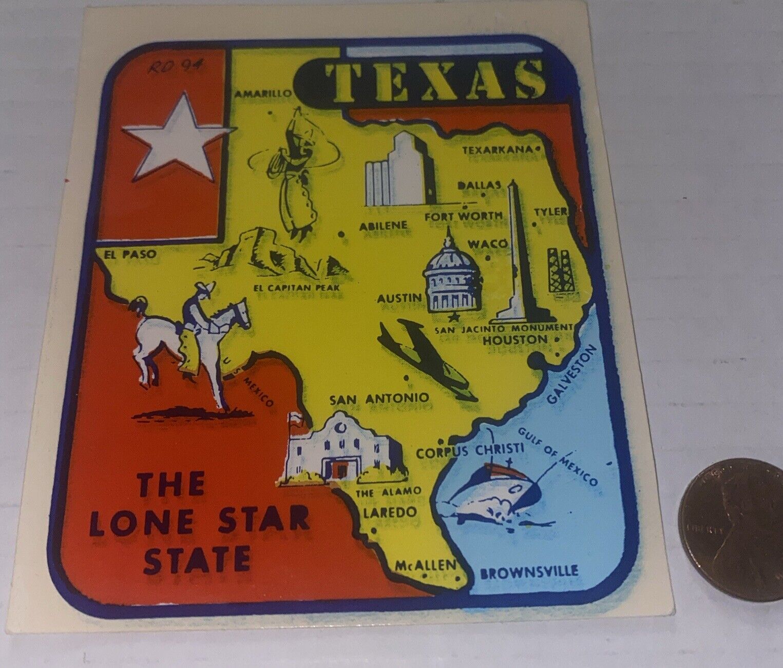 Vintage Texas Water Decal Lone Star State Souvenir Sticker 4x3