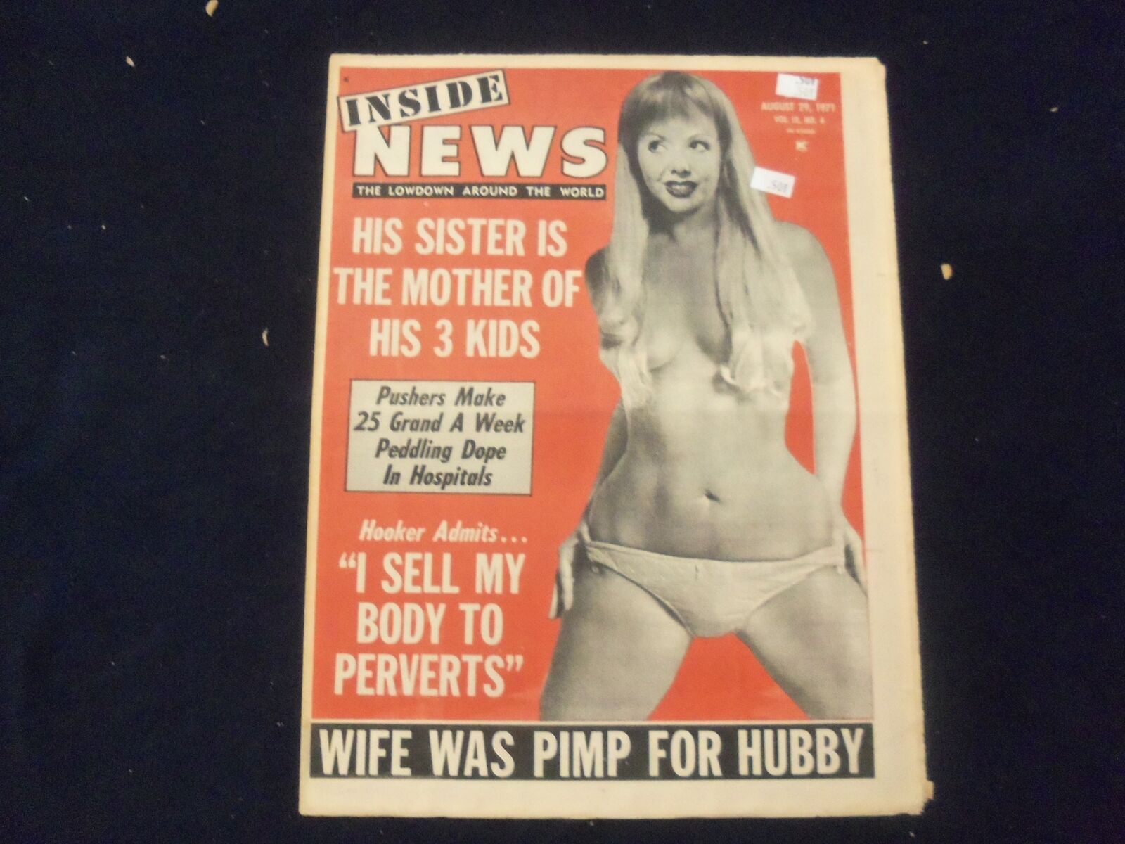 1971 AUGUST 29 INSIDE NEWS NEWSPAPER - SISTER IS MOTHER OF HIS 3 KIDS - NP 7296
