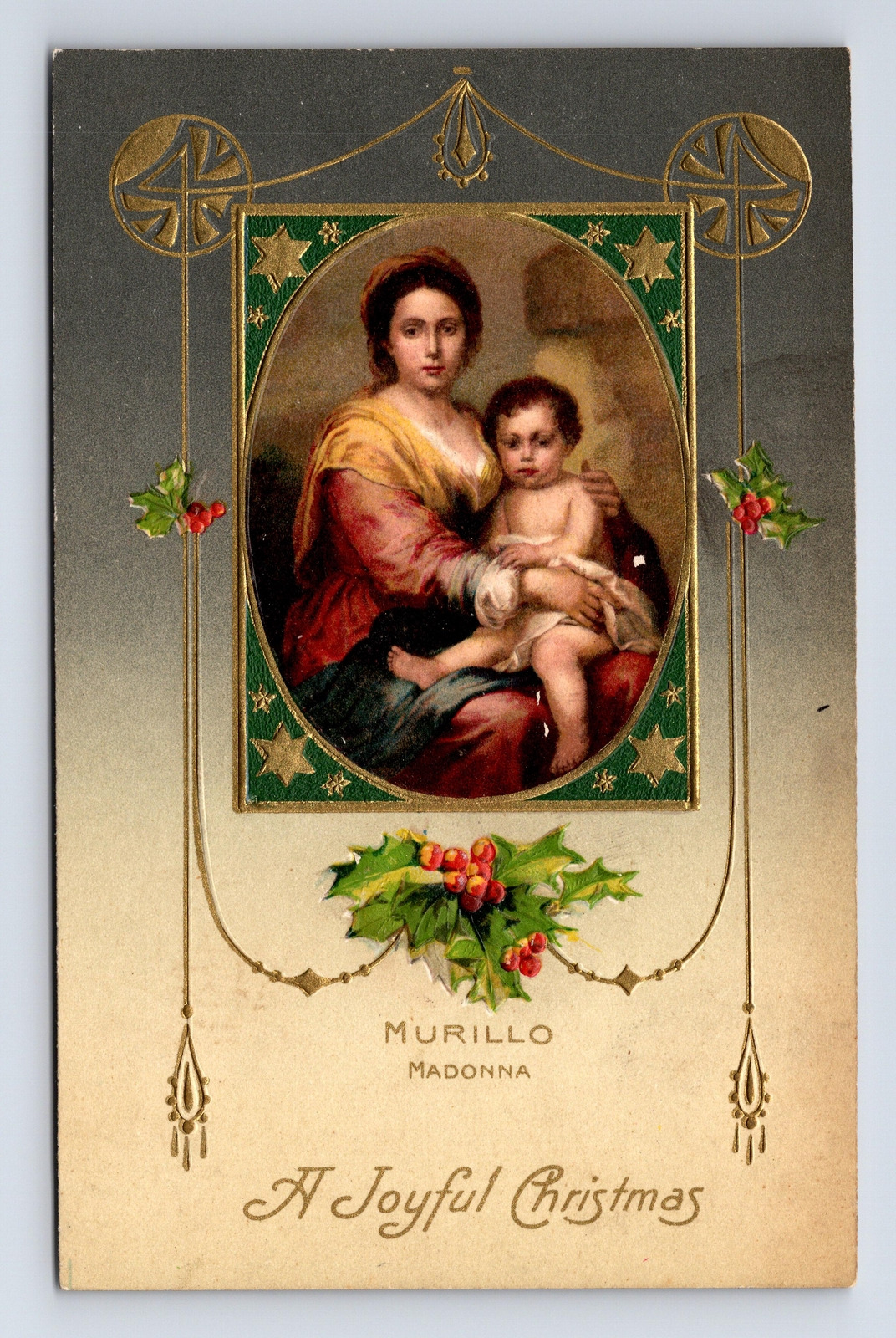 c1909 Murillo\'s Madonna & Child Embossed Christmas Winsch Back Germany Postcard