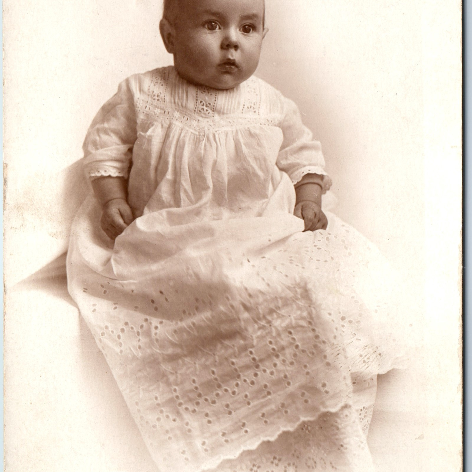 ID\'d c1910s Cute Little Baby Portrait RPPC Boy Jesse Jr Dean Kipper Age 5mo A245