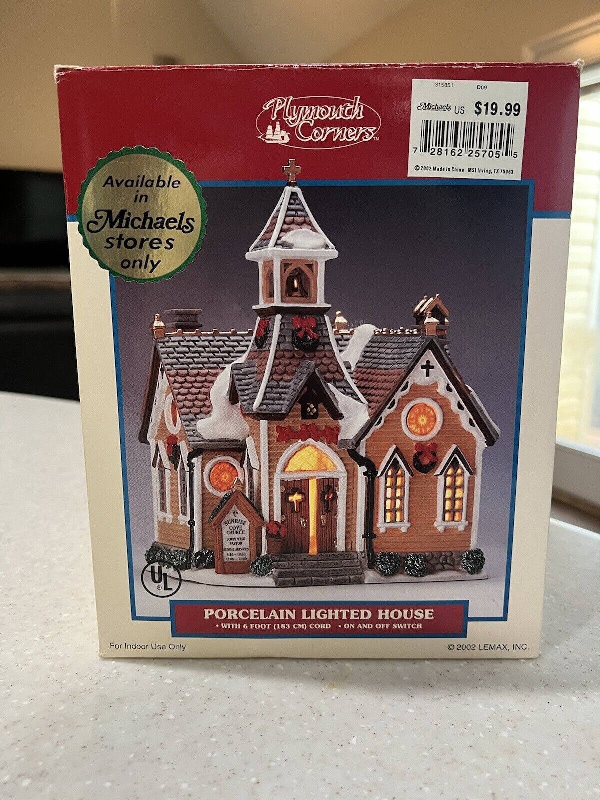 Lemax Plymouth Corners Sunrise Cove Church Christmas Village Lighted 2002 (NEW)