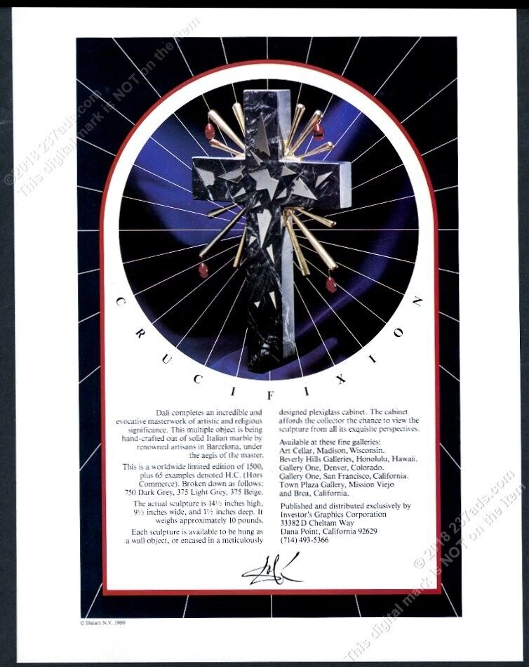 1980 Salvador Dali Crucifixion art IGC vintage print ad