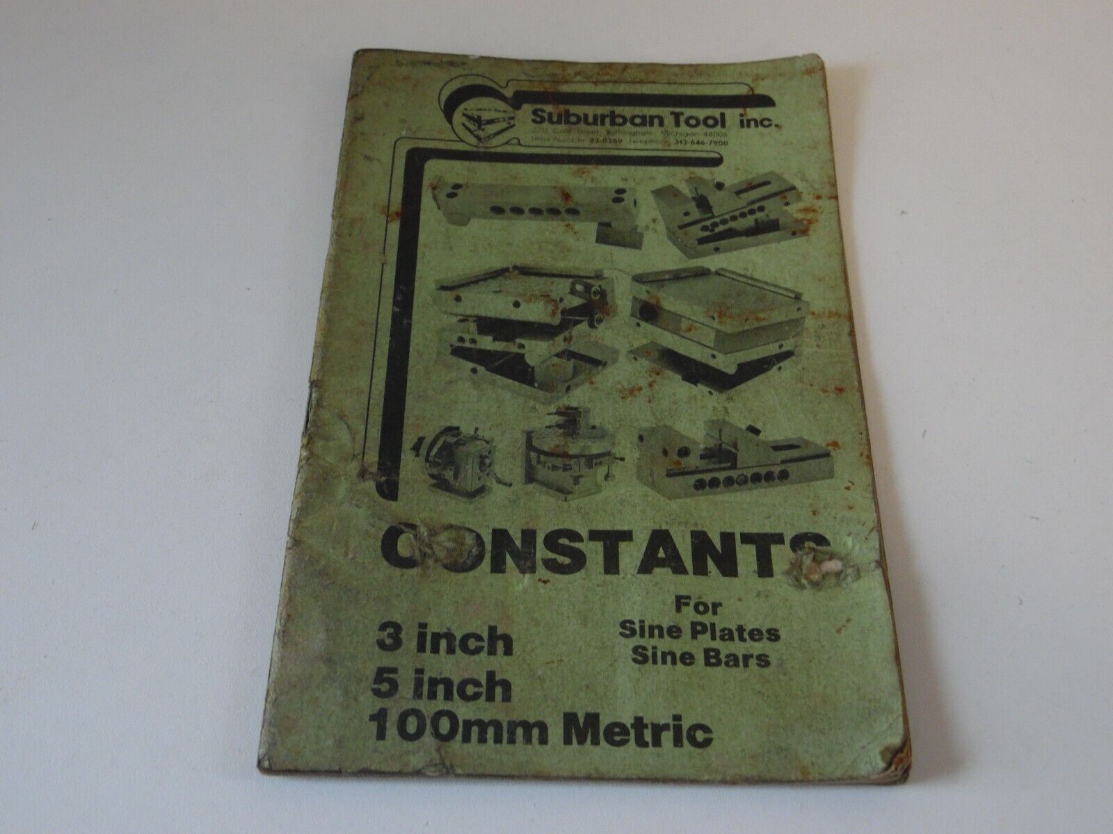 vintage suburban tool inc. constants booklet for sine plates and sine bars