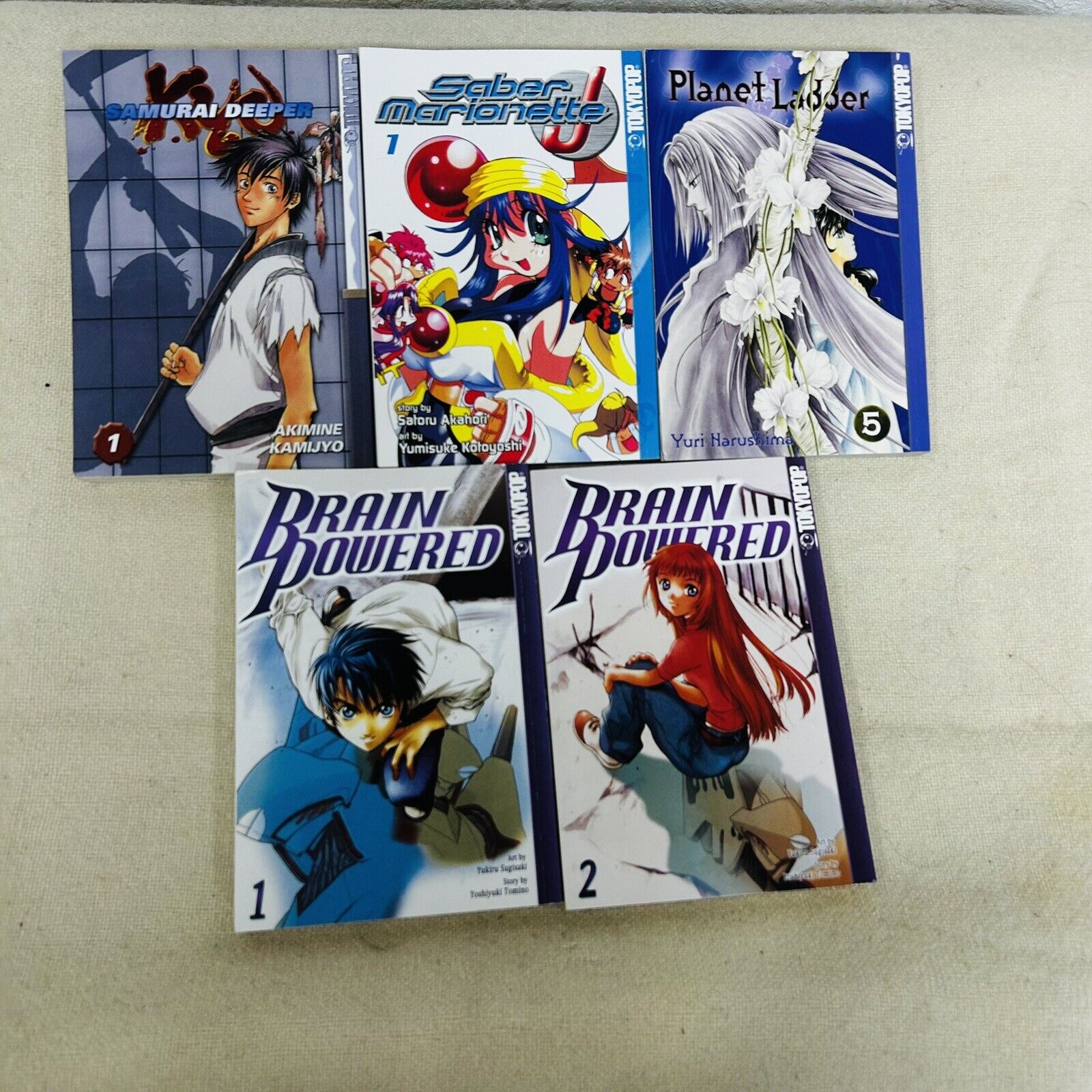TokyoPOP Manga LOT of 5 Books Misc Titles Good Condition Brain Powered Japan