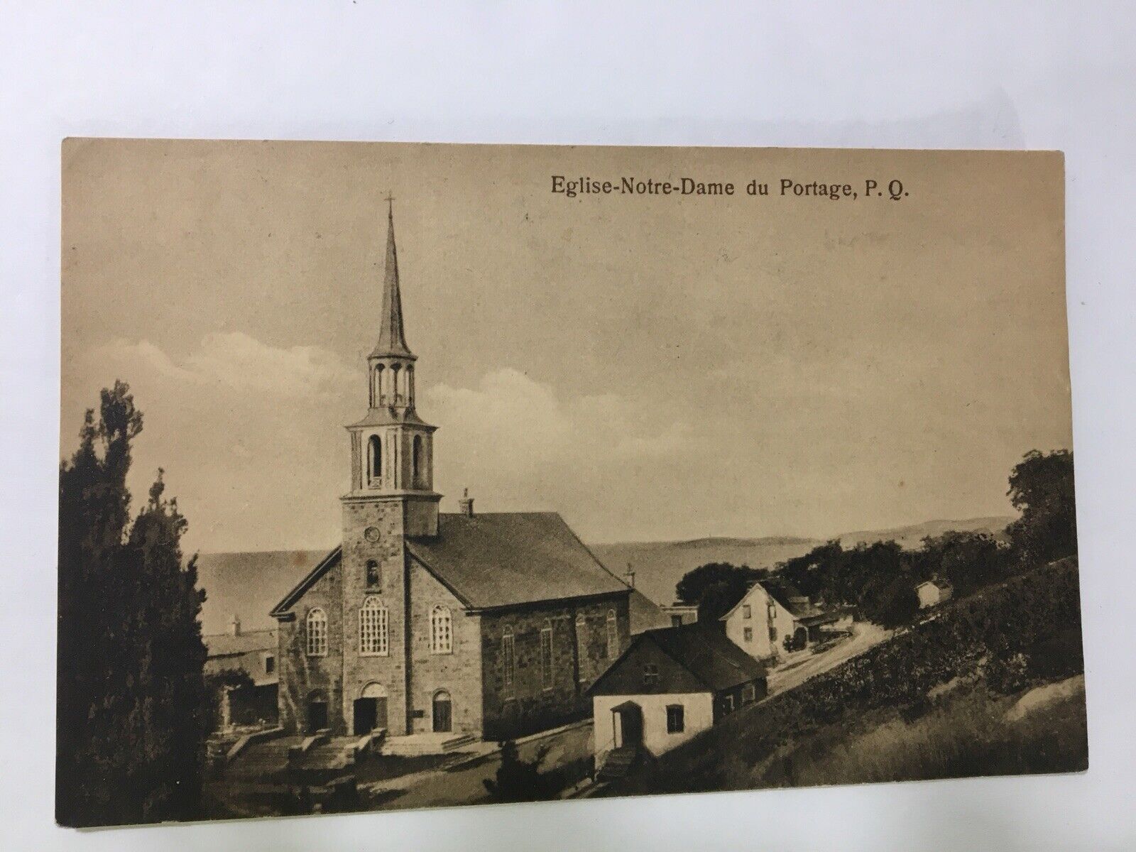 Eglise-Notre-Dame postcard antique Montreal Quebec Canada Portage Etched Unused