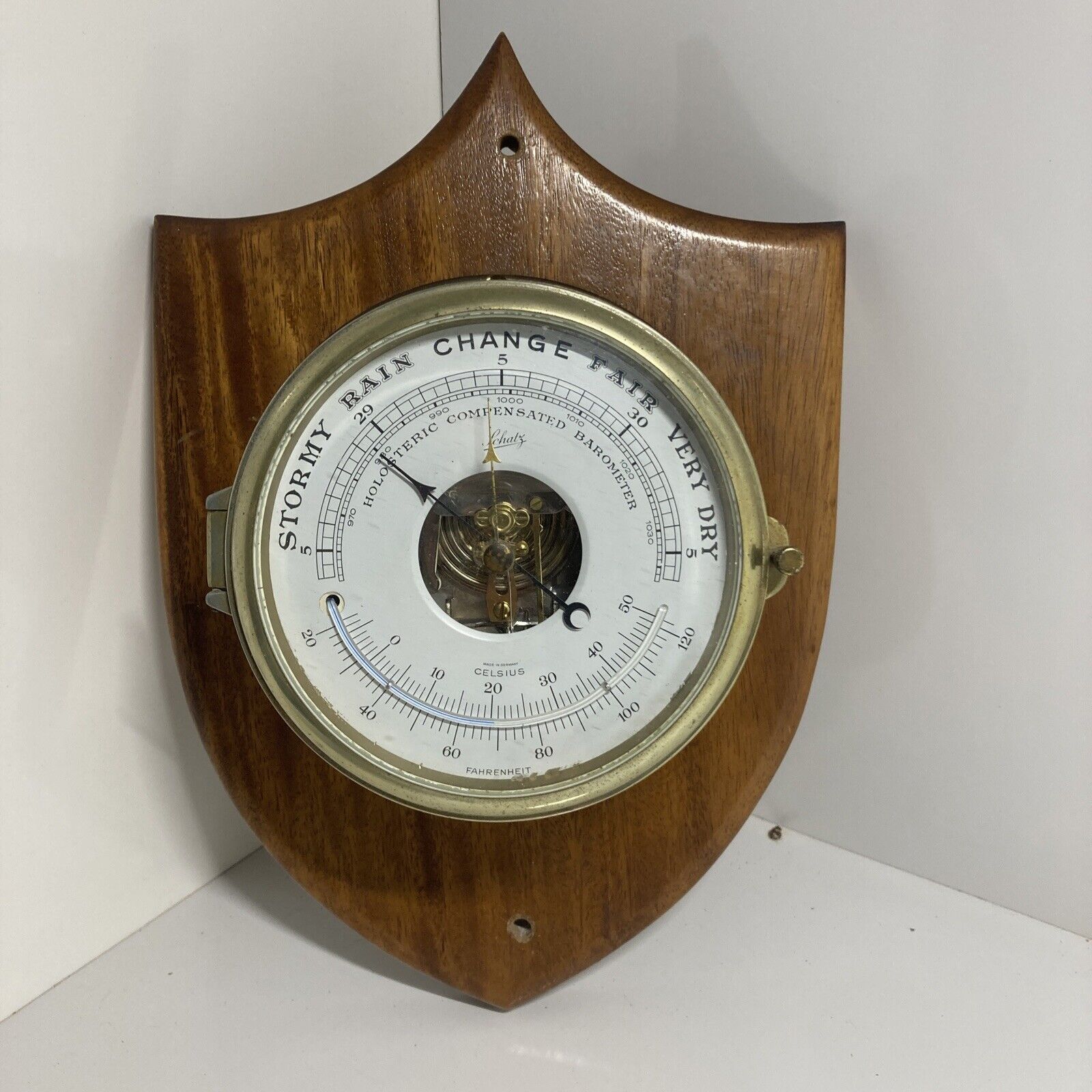 Schatz Brass Ships Compensated Precision Barometer & Thermometer, West Germany