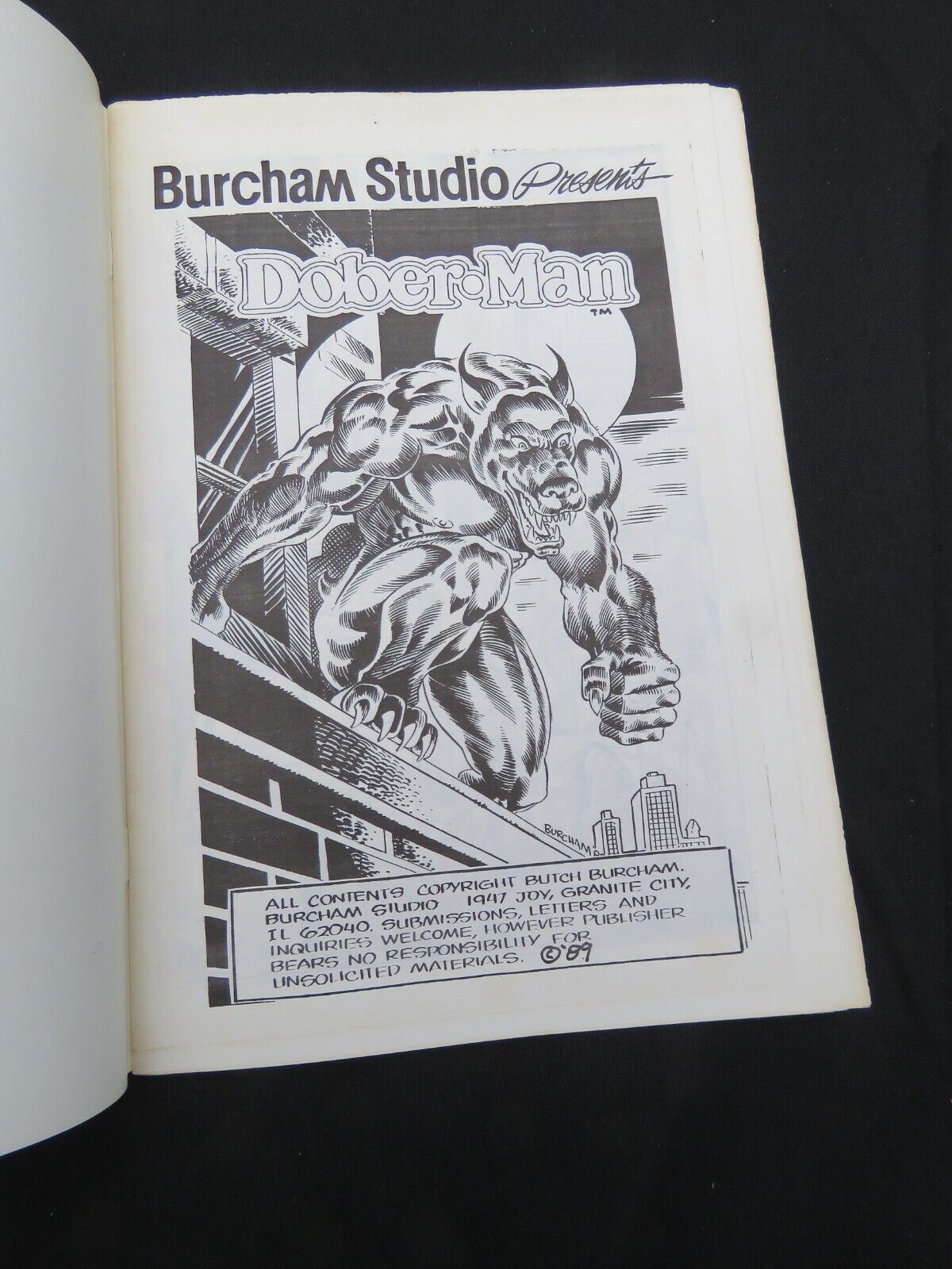 DOBER-MAN No. 1 Burcham Studio 1989 Doberman Comic Book RARE VF/NM