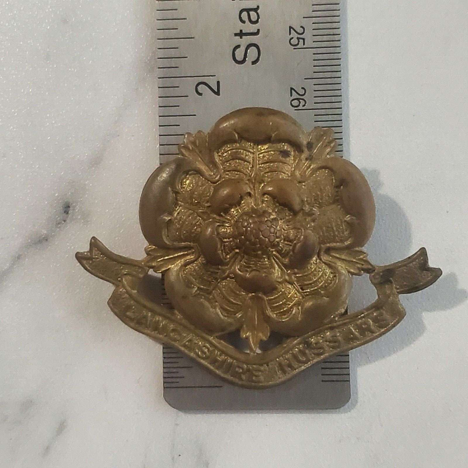 British Army - Lancashire Hussars Brass Cap Badge