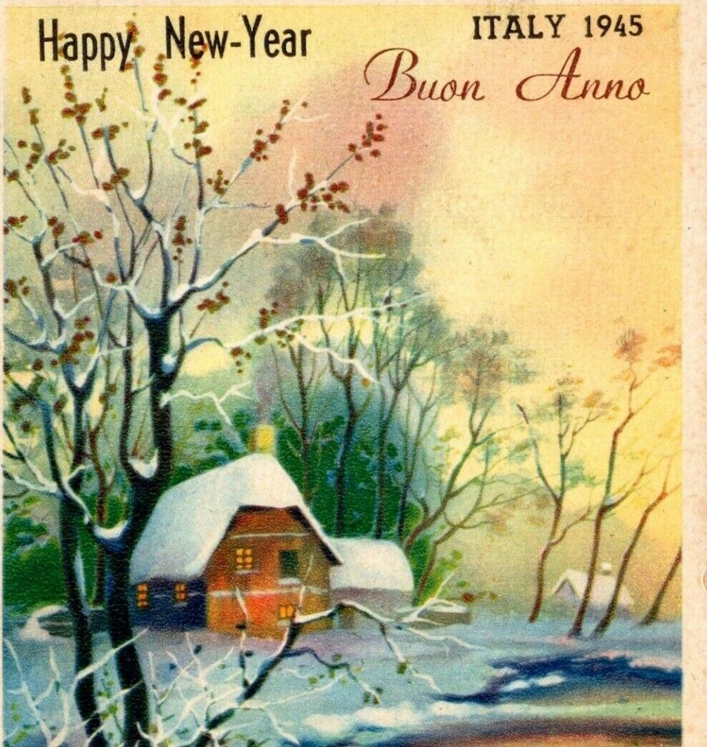 New Year Vintage Postcard Buon Anno Italy 1945 WW2 Era OY