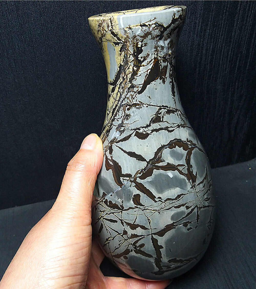 1546G Natural Colored Chinese Painting Agate Crystal Vase Decoration  A3821
