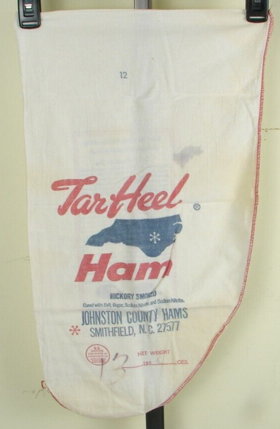 Vintage Tar Heel Ham Johnston County Smithfield NC Ham Sack Bag