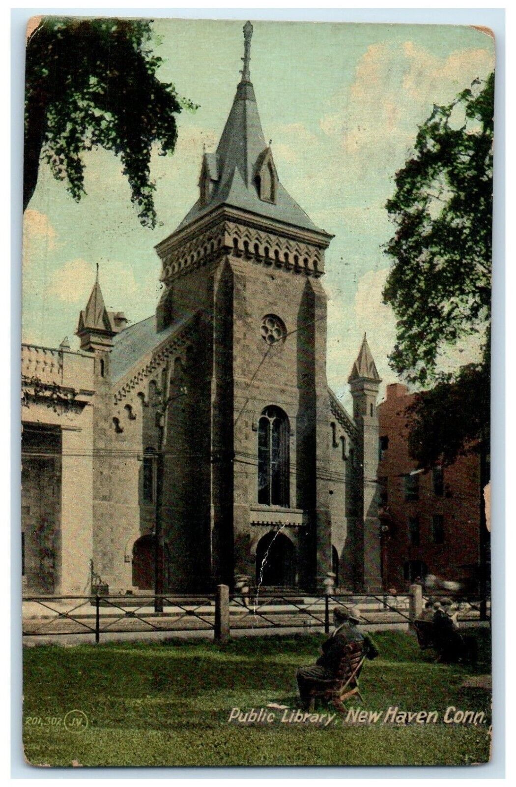 1910 Public Library Exterior Building New Haven Connecticut CT Vintage Postcard