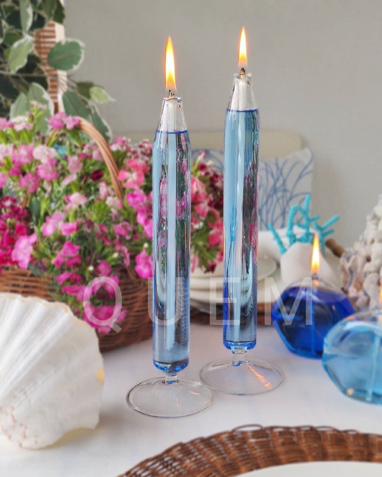 Elegant Glass Oil Lamp Candle with Illuminating Glass Wick  Candle Stick Series