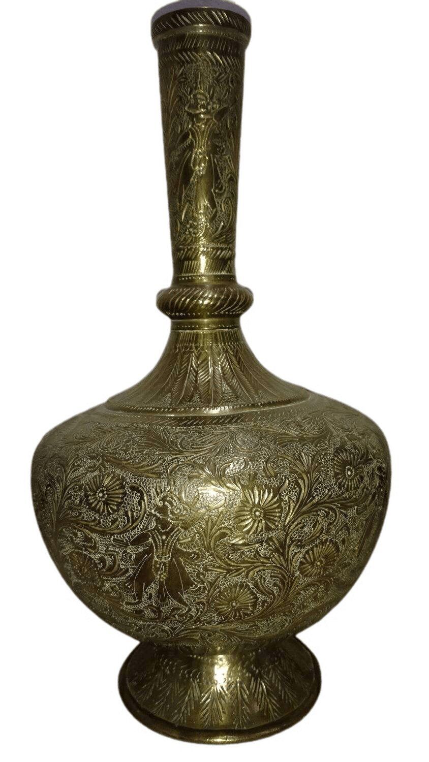 Ornate Antique Hand Engraved Brass Hookah Base Early 19th Century Hand Made Bras
