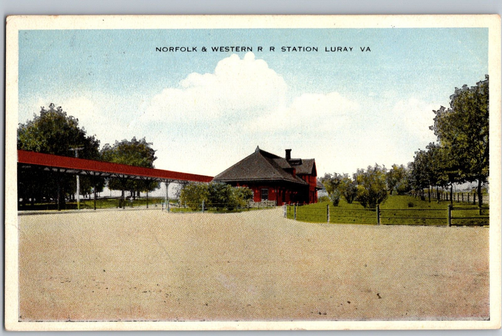 Norfolk & Western R R Station Train Depot Luray VA C1915 Postcard