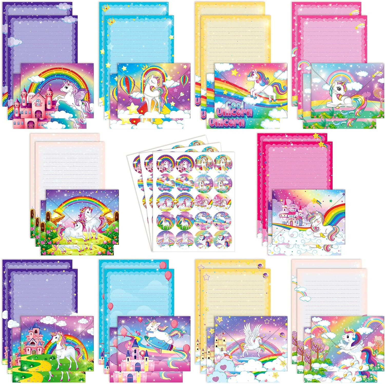 160 Packs Stationery Paper Set (50 Double Sided Stationery Writing Papers 50 Mat