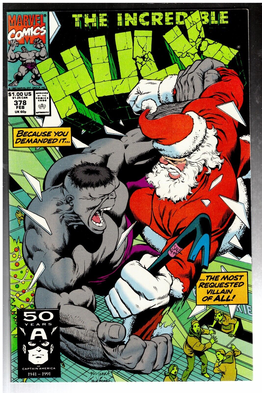 The Incredible Hulk #378 1991 9.6/NM HULK V SANTA CGC IT