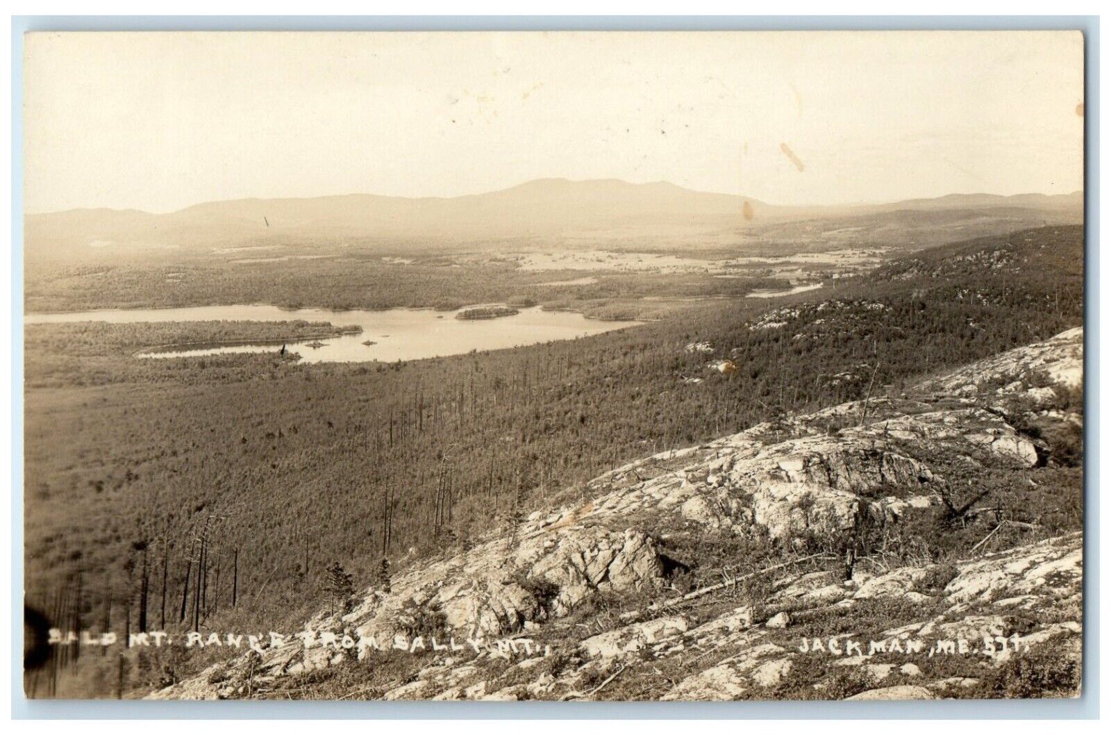 c1910s View Of Bald Mt. Range From Sally Mountain Jackman ME RPPC Photo Postcard
