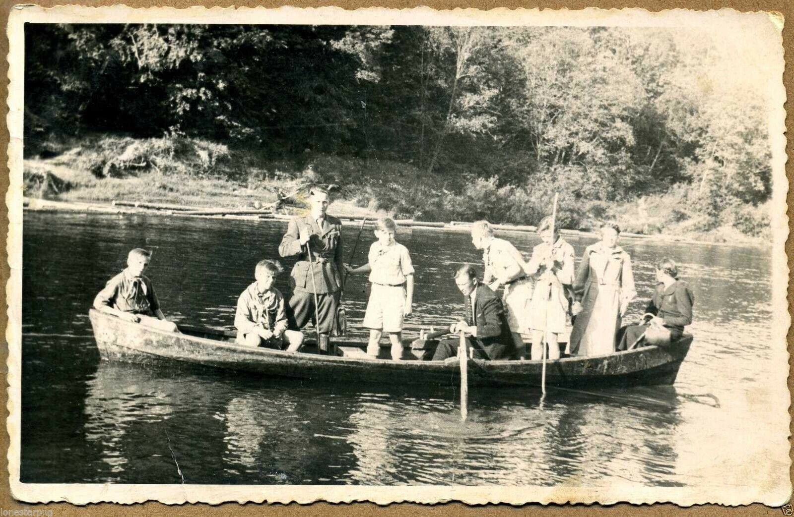 Latvia 1930\'s Unknown Scouts in Boat Postcard