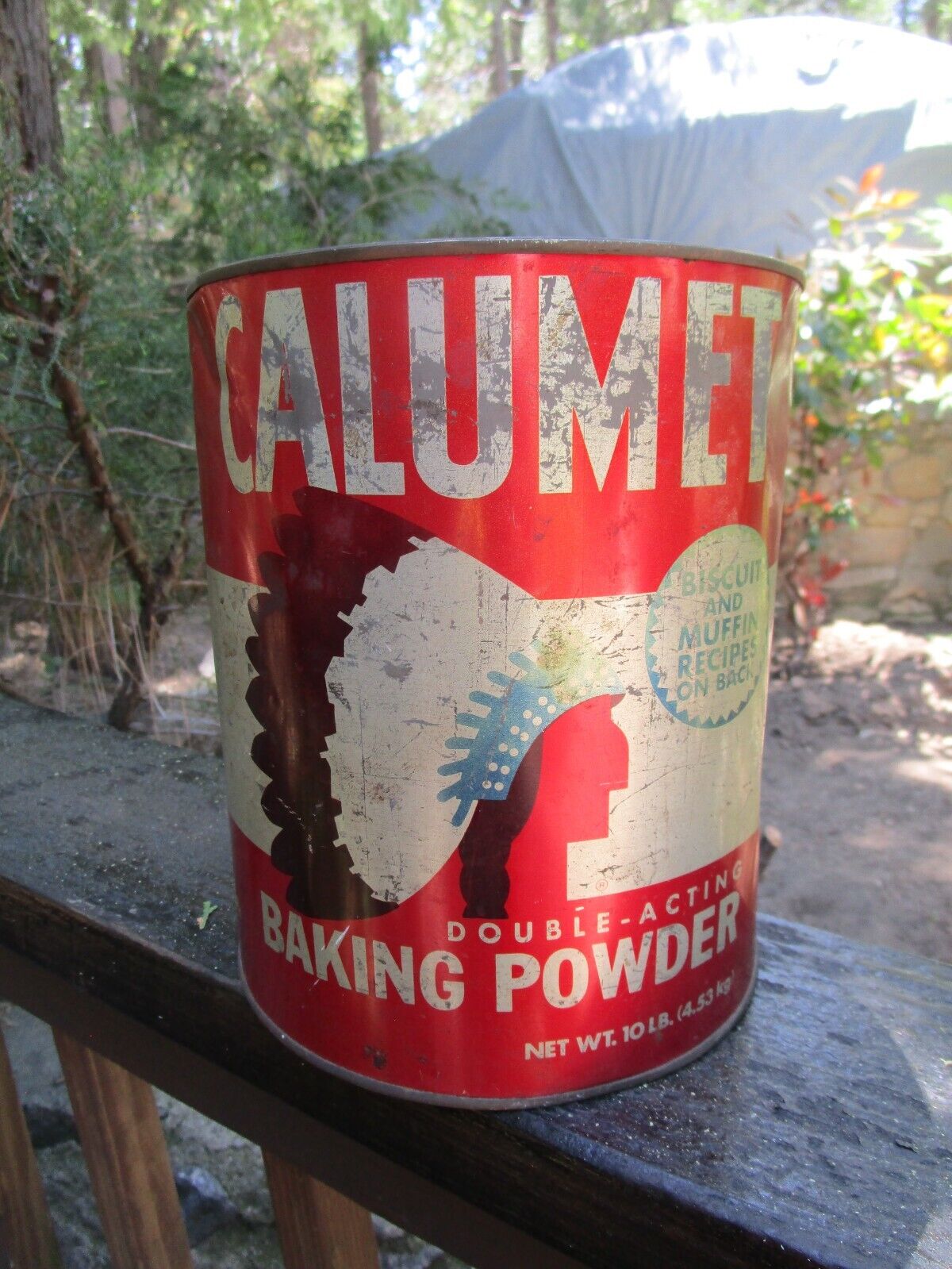 VINTAGE CALUMET DOUBLE-ACTING BAKING POWDER - Large 10 lb. Tin
