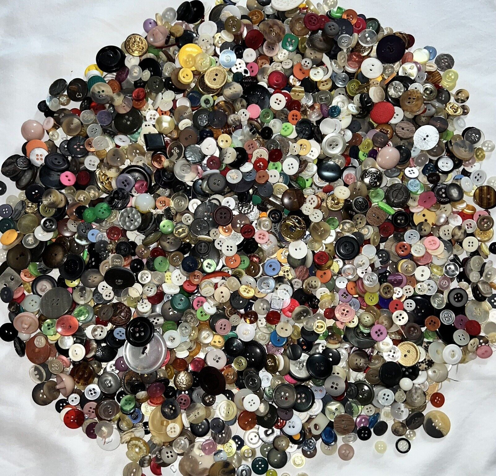 Bulk Lot of Assorted Vintage Buttons of Various Sizes/Colors,  2 lb. 4 oz.