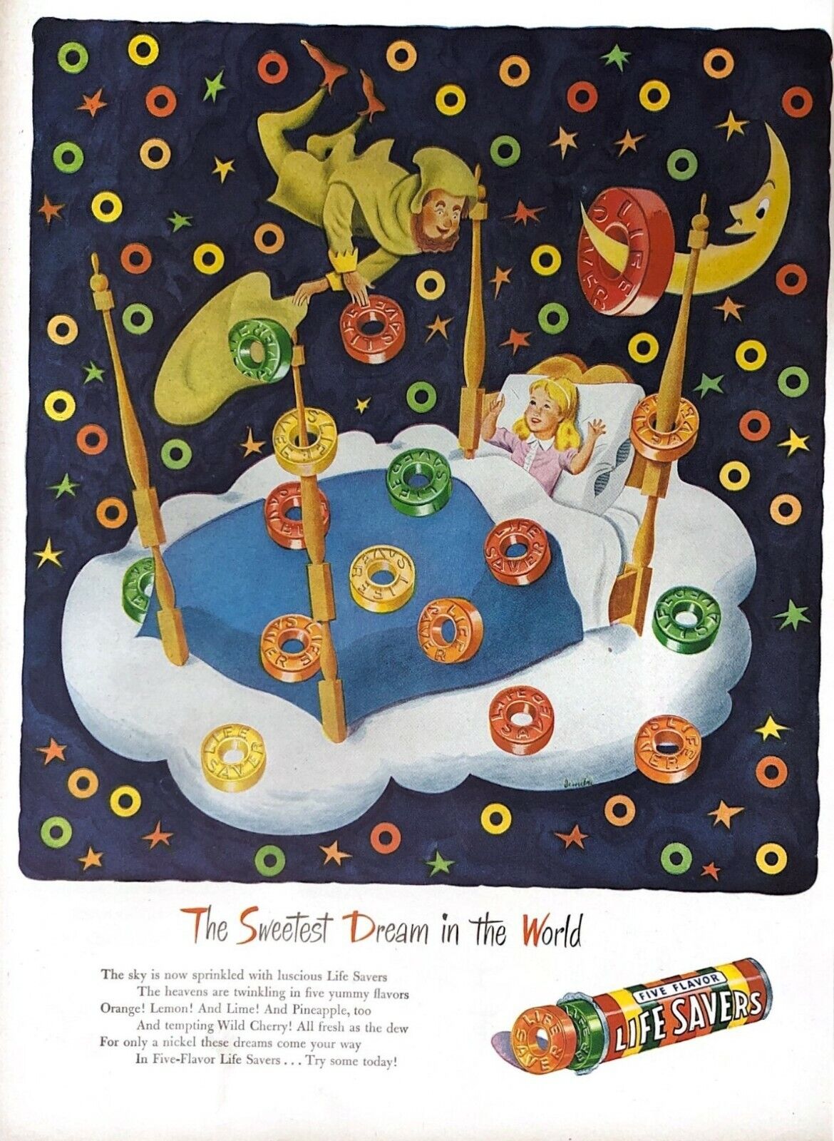 1946 Life Savers Vintage Print Ad The Sweetest Dream In The World 