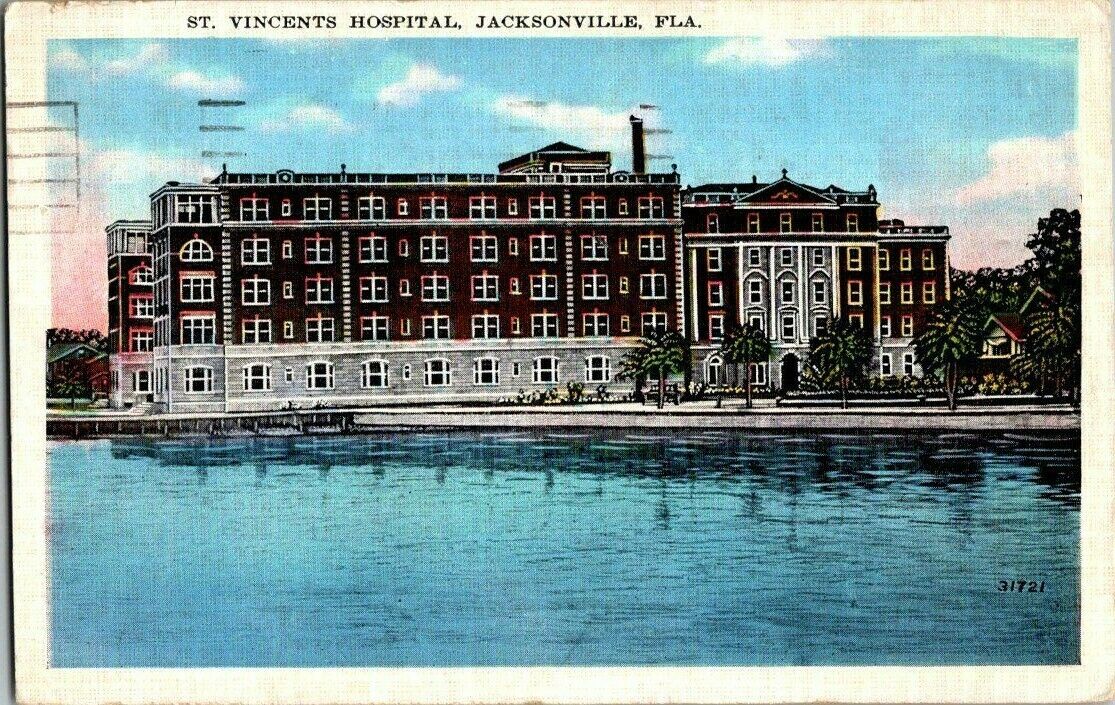 1935. ST. VINCENT'S HOSPITAL. JACKSONVILLE, FL. POSTCARD. SM3
