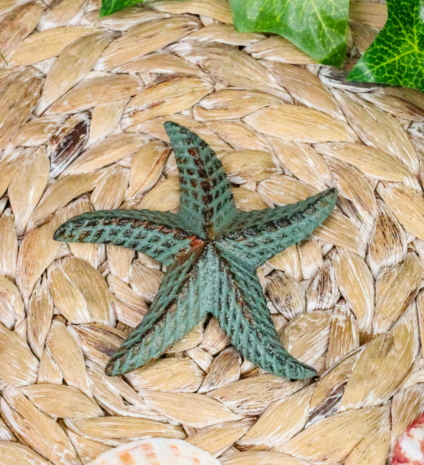Cast Iron Verdigris Ocean Coral Sea Star Shell Starfish Decorative Accent Statue